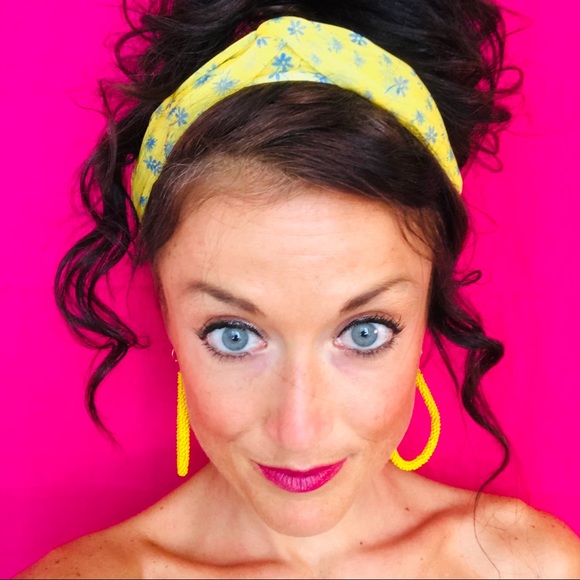 Yellow Beaded Hoop Teardrop Earrings - Picture 5 of 7